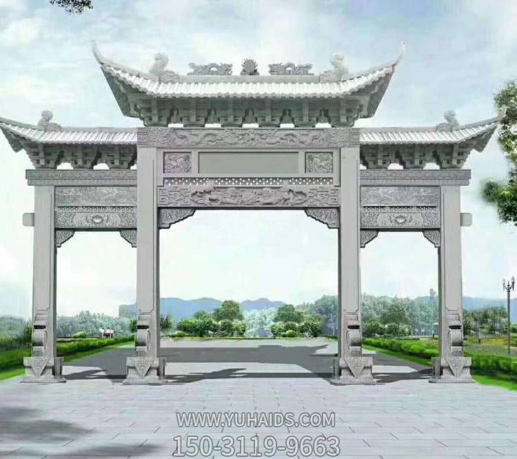 大理石石雕戶(hù)外景觀(guān)大型牌坊雕塑