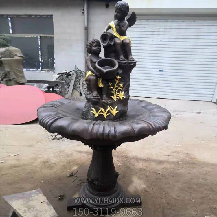 戶(hù)外銅雕西方創(chuàng  )意兒童噴泉雕塑