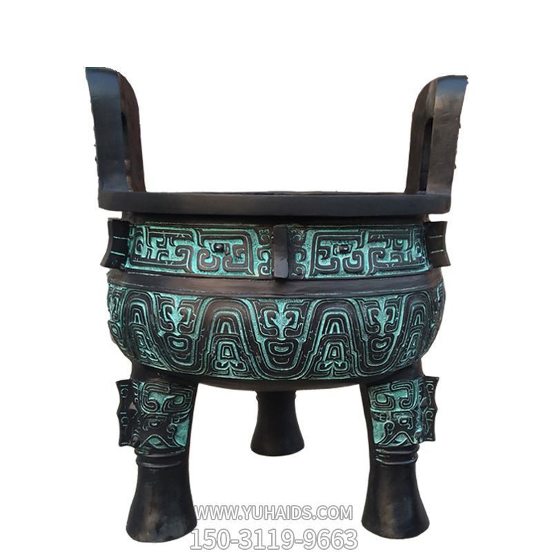 古代青銅創(chuàng )意浮雕祭祀鼎雕塑