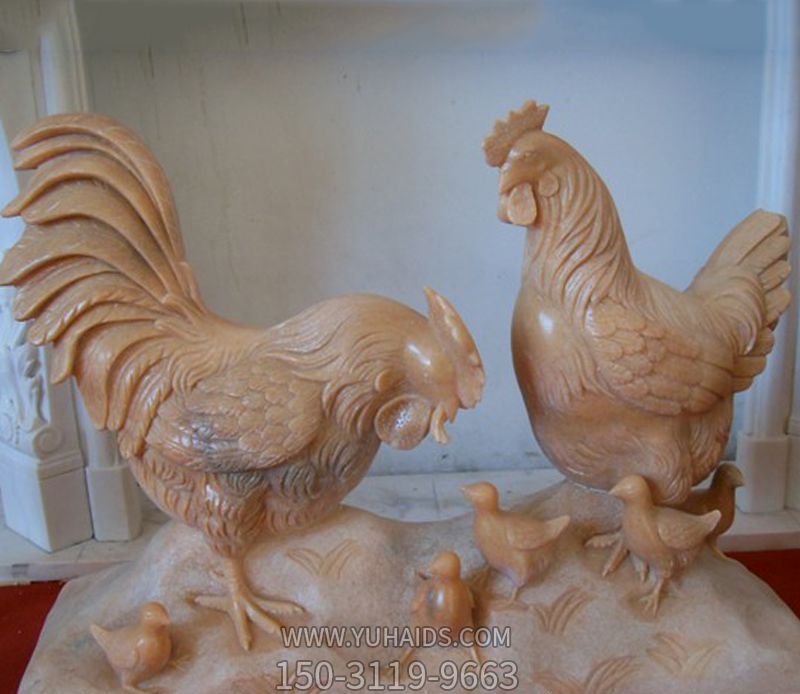 公園里花崗石石雕創(chuàng )意雞雕塑