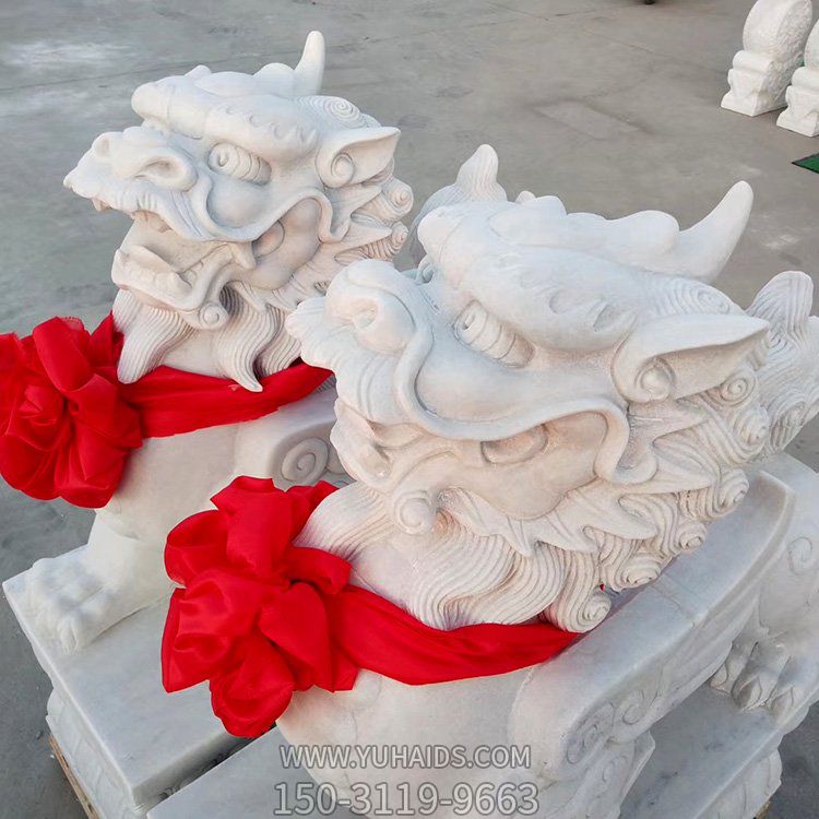 工廠(chǎng)企業(yè)門(mén)口大理石石雕鎮宅招財獅子景觀(guān)雕塑