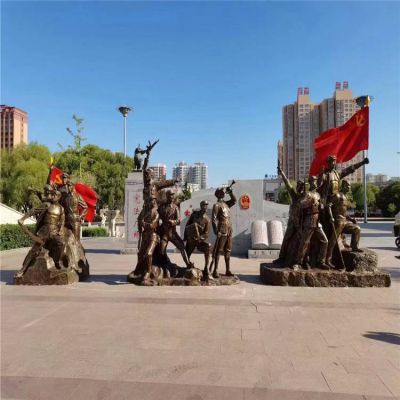 玻璃鋼仿銅園林景觀(guān)紅軍人物雕塑 