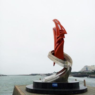 不銹鋼抽象帆船雕塑 廣場(chǎng)海邊景觀(guān)帆船雕塑標志物 帆船雕塑