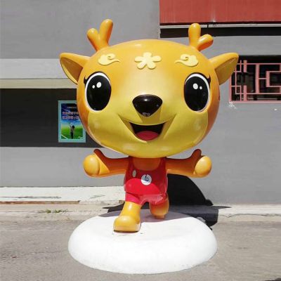 玻璃鋼卡通戶(hù)外大型小鹿公仔擺件