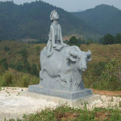 戶(hù)外園林擺放大理石雕刻動(dòng)物牛雕塑