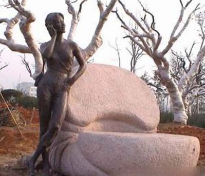 公園景區銅雕打電話(huà)的女人雕塑
