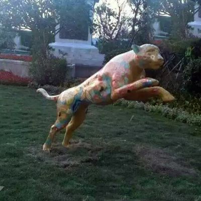 庭院彩繪鑄銅鑄造、鍛造、噴漆金錢(qián)豹雕塑