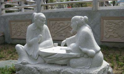 公園景觀(guān)古人下棋大理石雕塑