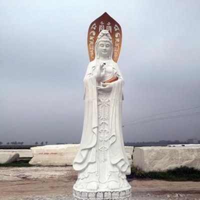 寺廟大型漢白玉觀(guān)音佛像雕塑 