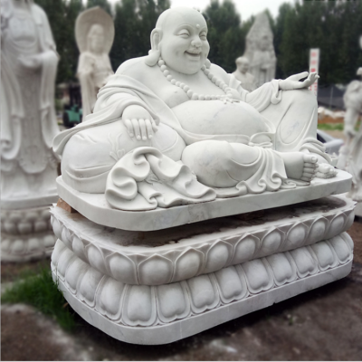 笑彌勒石雕像，漢白玉佛像石雕