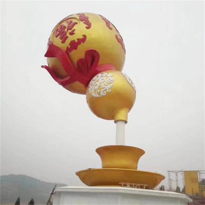 景區戶(hù)外廣場(chǎng)擺放玻璃鋼彩繪葫蘆流水噴泉