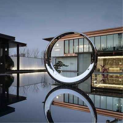 會(huì )所酒店不銹鋼鏡面圓環(huán)雕塑