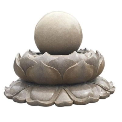 企業(yè)戶(hù)外水池擺放花崗巖雕刻中式荷花風(fēng)水球流水水缽