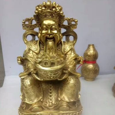 鑄銅戶(hù)外園林景觀(guān)財神爺雕塑