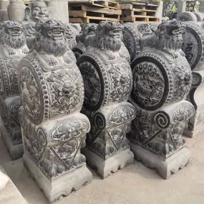 石雕抱鼓石家用門(mén)墩一對 仿古門(mén)墩新中式庭院門(mén)當抱鼓石雕塑