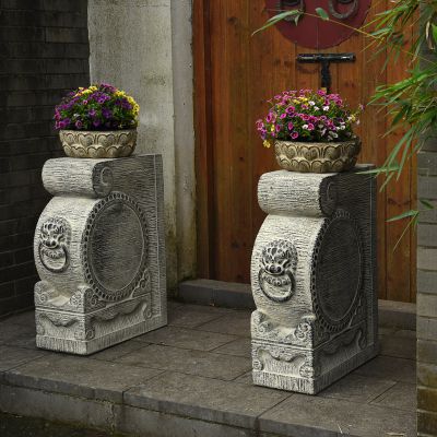 石鼓門(mén)墩抱鼓石一對仿古庭院別門(mén)口石墩擺放花石盆擺件