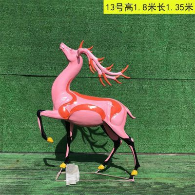 玻璃鋼彩繪創(chuàng  )意戶(hù)外花園抽象梅花鹿雕塑