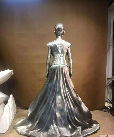 室內創(chuàng  )意不銹鋼抽象背影女孩雕塑
