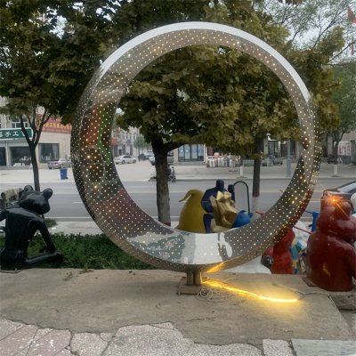 公園路邊鏤空鏡面不銹鋼 創(chuàng  )意圓環(huán)