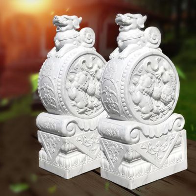 庭院別墅門(mén)口大型大理石石雕戶(hù)外園林景觀(guān)抱鼓石雕塑