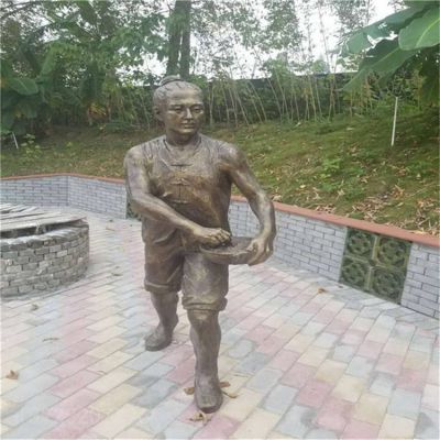 農耕人物玻璃鋼仿銅戶(hù)外園林文化農民情景小品