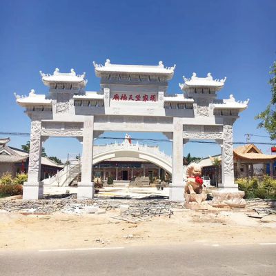 城鎮鄉村大理石石雕戶(hù)外三門(mén)大型牌坊雕塑