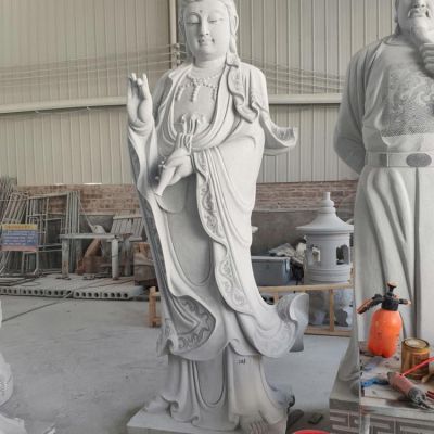 景區寺院擺放大型天然青石雕刻滴水觀(guān)音雕像