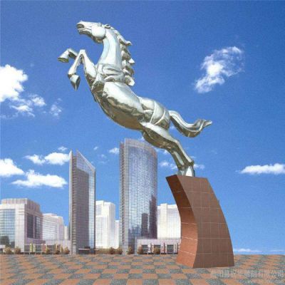 鏡面戶(hù)外園林創(chuàng  )意不銹鋼馬雕塑