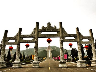 大型五門(mén)簡(jiǎn)易寺廟景區石雕牌坊