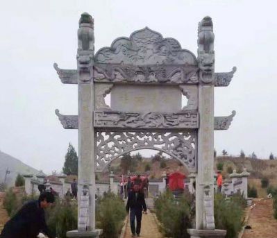 宗祠園林單門(mén)石牌坊景觀(guān)石雕