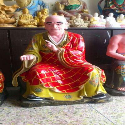 玻璃鋼彩繪穿著(zhù)袈裟的寺廟供奉佛像十八羅漢雕塑