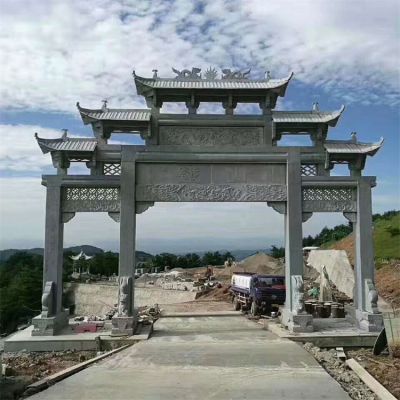 戶(hù)外農村鄉鎮大理石石雕牌坊雕塑