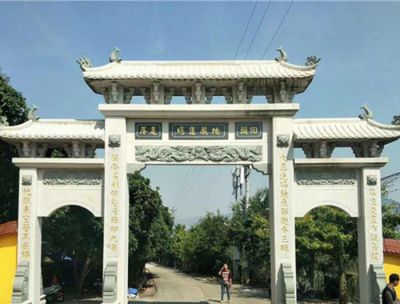 佛教寺院景區新款大理石三門(mén)石牌樓