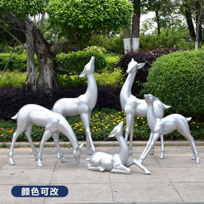 玻璃鋼純色梅花鹿雕塑，顏色可改