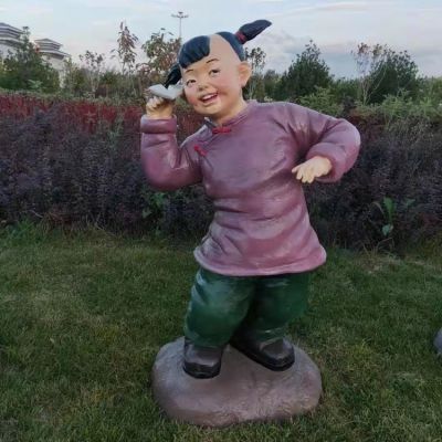 戶(hù)外園林景觀(guān)玻璃鋼卡通兒童雕塑