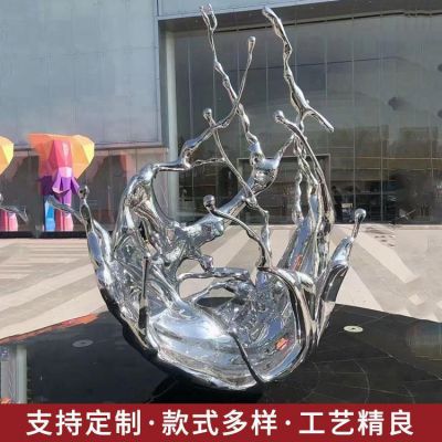 鏡面不銹鋼創(chuàng  )意景觀(guān)海浪浪花雕塑