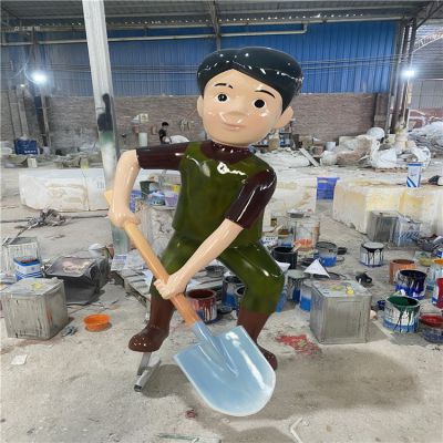 玻璃鋼卡通戶(hù)外景觀(guān)干農活的人物雕塑