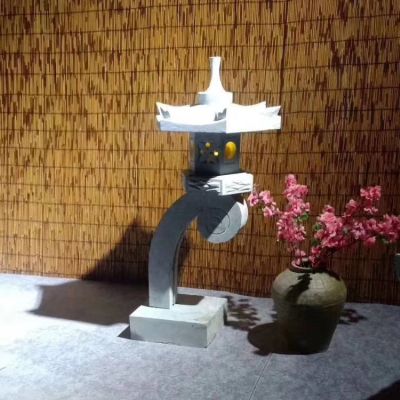 石燈籠日式仿古青石戶(hù)外花園擺件太陽(yáng)能石燈