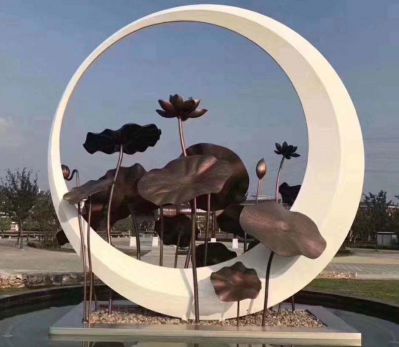 公園創(chuàng  )意不銹鋼噴漆創(chuàng  )意圓環(huán)雕塑