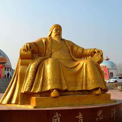 漆金中國古代著(zhù)名軍事家世界名人銅雕成吉思汗雕塑