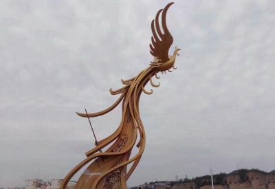 公園景區創(chuàng  )意不銹鋼飛翔的鳳凰雕塑