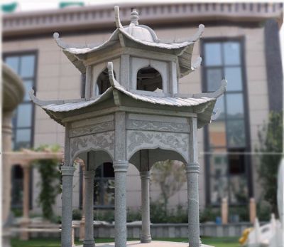 酒店戶(hù)外景觀(guān)擺放浮雕雙層頂裝飾涼亭