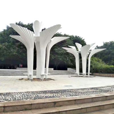 廣場(chǎng)公園玻璃鋼扇形創(chuàng  )意休閑區涼亭