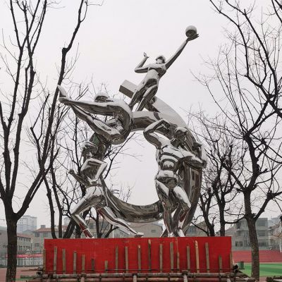 不銹鋼體育運動(dòng)主題人物景觀(guān)標識雕塑