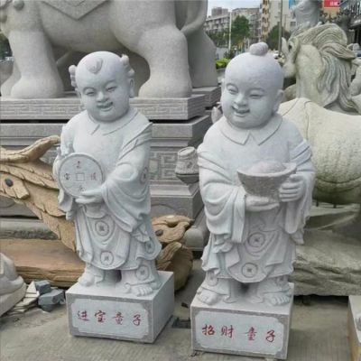 大理石石雕寺廟景觀(guān)創(chuàng  )意童子雕塑