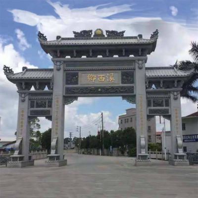 戶(hù)外大型大理石石雕農村景區牌坊