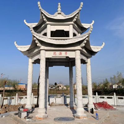 公園廣場(chǎng)青石雙層浮雕休息區擺放涼亭