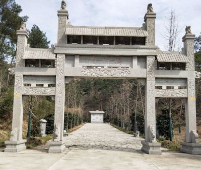 景區園林新款三門(mén)牌坊石雕