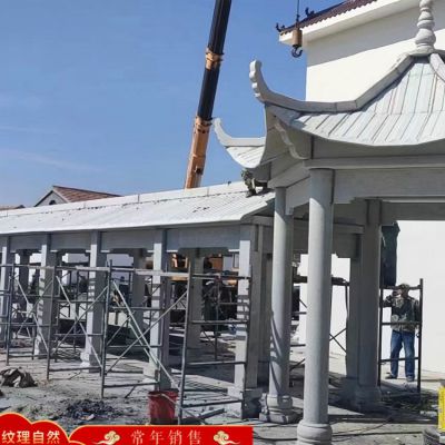 戶(hù)外景觀(guān)中式長(cháng)廊大理石石雕園林景觀(guān)雕塑