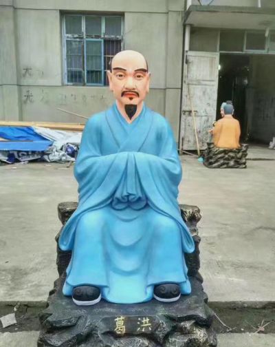 名醫銅雕彩繪坐著(zhù)的葛洪雕塑